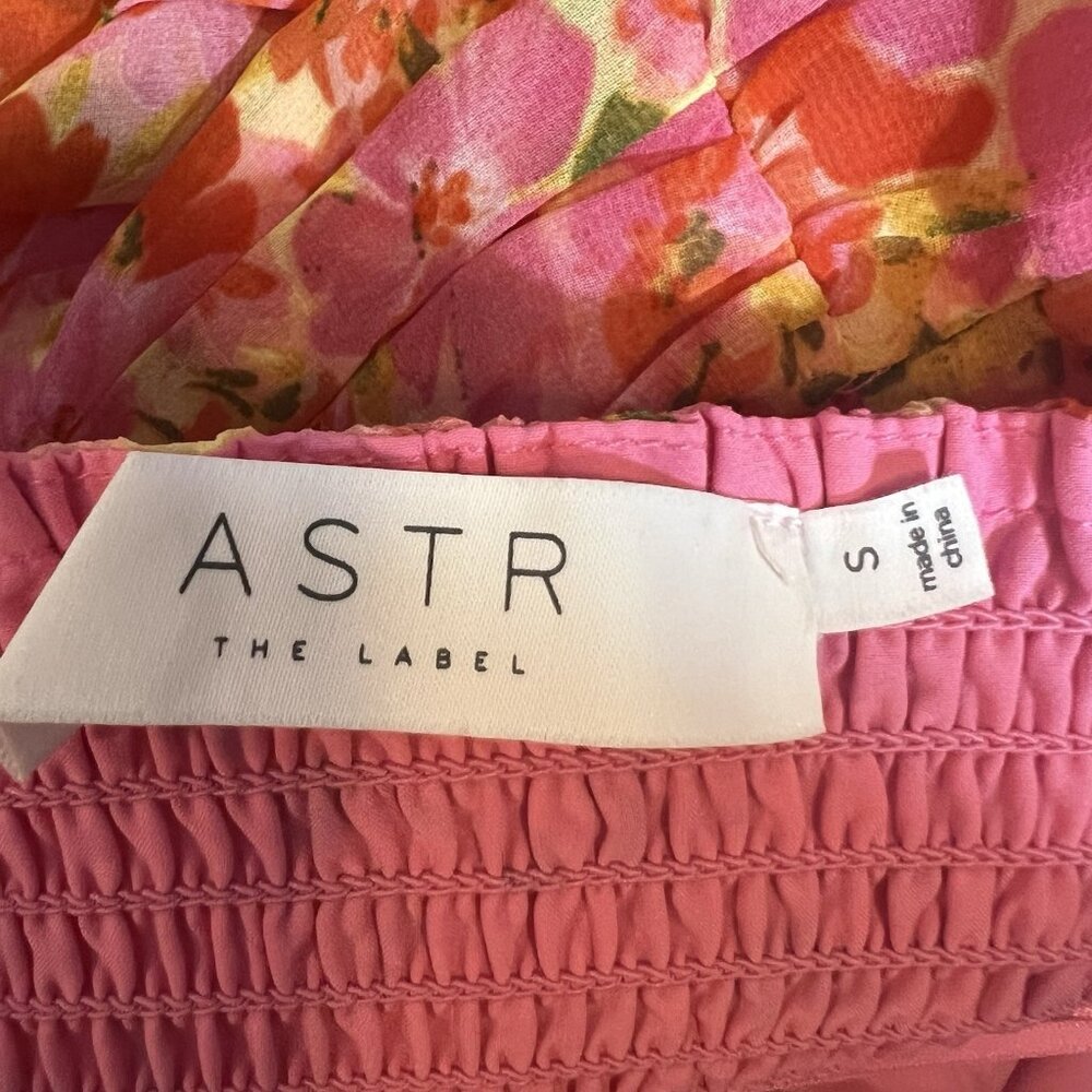 ASTR the Label Women Anthropologie Meg Ruched Mini Dress Floral Small Size Pink - Picture 2 of 14